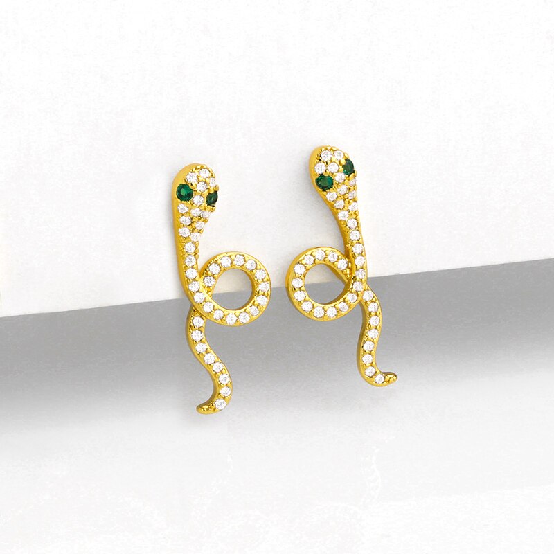 FLOLA Crystal Snake Stud Earrings For Women Cubic Zirconia Snake Earrings Style CZ Cute Animal Trendy Jewelry ersu98