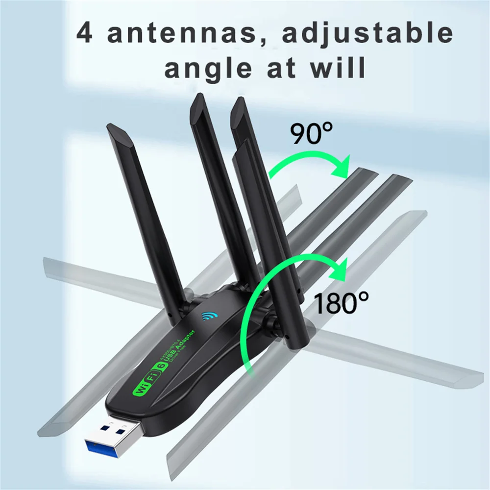 WiFi 6 AX900 USB Adapter Bluetooth 5.4 Dual Band Antennas 2.4G 5G WiFi6 Network Card Wireless Receiver Driver Free for WIN 10 11