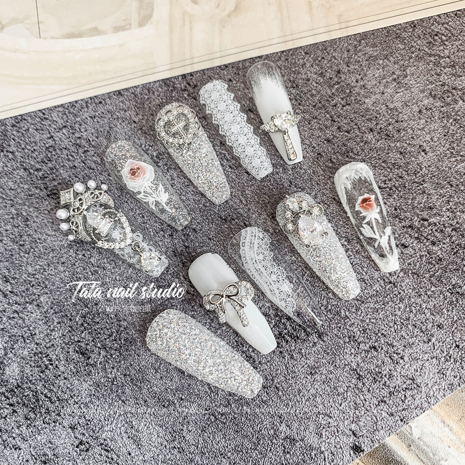 Nail art 3d tarra tarrat hääpitsi kynnet salon manikyyri koristelu