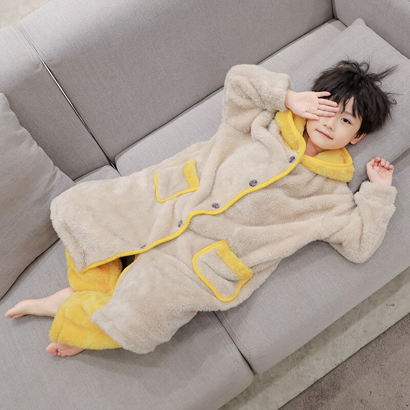 Conjunto de pijama para niño, bata gruesa de lana para bebé, ropa de casa para niño, novedad de 2022