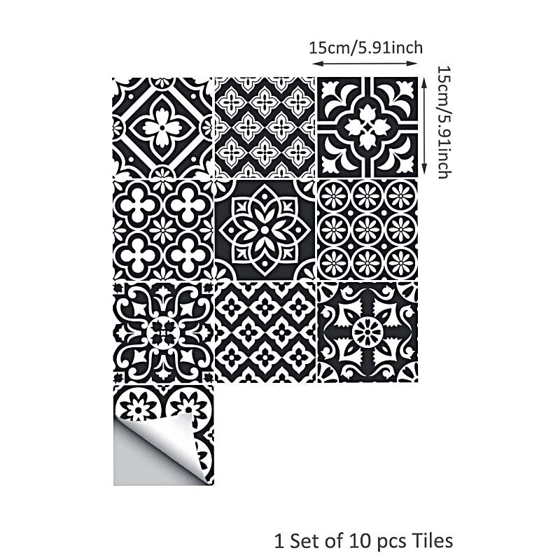 10Pcs Thuis Pvc Tegels Stickers Muursticker Retro Decor Waterdichte Keuken 15*15Cm Thuis Badkamer Keuken december: 03