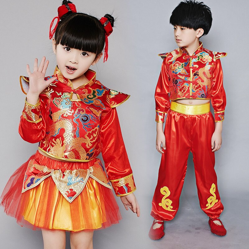girls kung fu clothing boys dance chinese dragon costume for kids chinese folk dance costume costumes