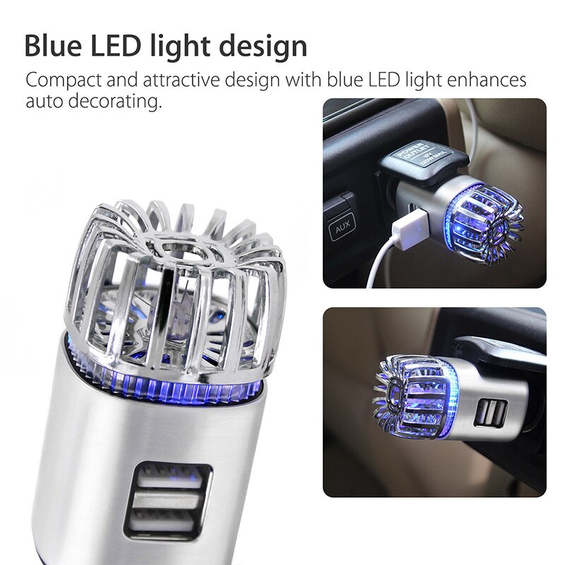 2 in 1 auto kaksois usb tuore mini auto raitis ilma ioni happi bar otsoni ionisaattori puhdistusaine kaksois usb portti auton ilmanpuhdistin