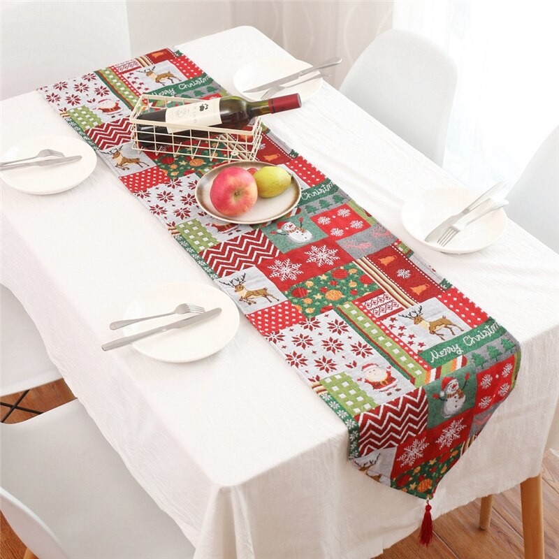 Kerst Tafel Decoraties Kerst Tafelloper Met Kwastje Kerst Stoffen Mat Tafelkleed Kerst Decoraties Voor Huis