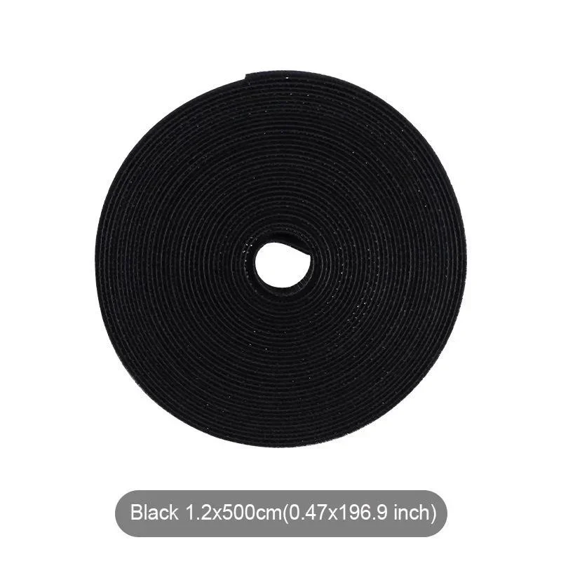 Orden de cables de 5m, organizador de cables reutilizable, enrollador de cables de escritorio, organizador de bridas, dispositivo de almacenamiento de protección de línea de datos: Negro