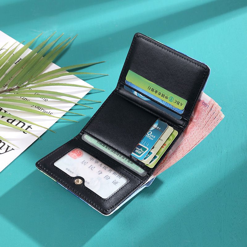 Van Gogh Painting Pattern Wallet Women Folding Leather Short Wallets Niche Bank Credit Card Holder Girl's Purse