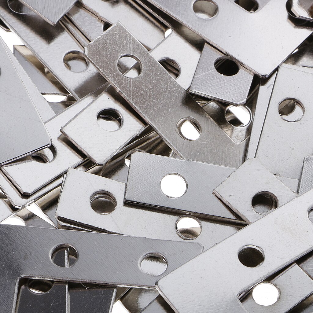 Set Of 100 Metal Flat Connectors L Shape Perforated Plate Fastening Wood Connector