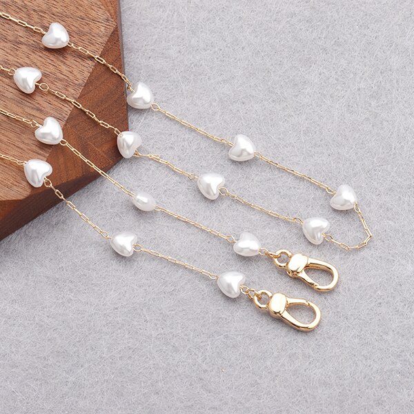 Gufeather m836, acessórios de jóias, corrente de cinta de óculos, 18k banhado a ouro, 0.3 mícrons, feito à mão, pérola plástica, corrente de máscara, 80 cm/pcs: M83601