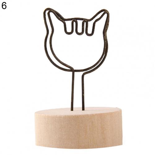 Lightweight Durable Metal Photo Clips Wooden Base Photo Holder Compact for Dorm: 6