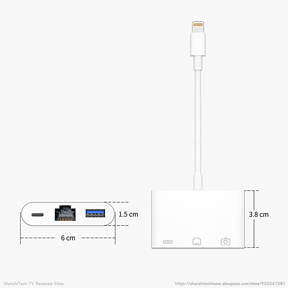 Mirascreen LC04 3 In 1 Mobiele Telefoon Docking Station Hub Opladen Voor Iphone Ipad Ipod Lightning Adapter Met Ethernet Usb 3.0