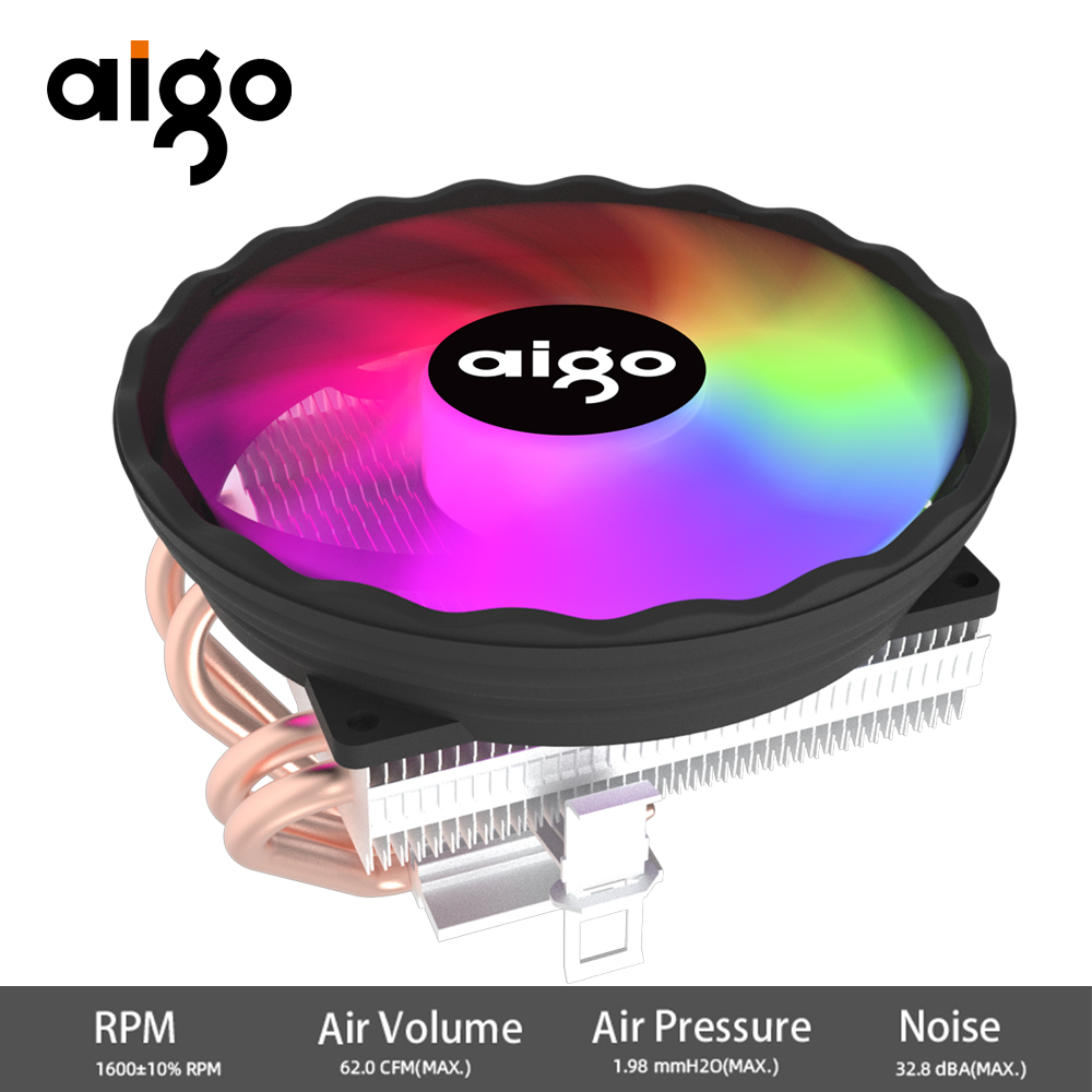 Aigo ice 400x 4 varmerør cpu-kjølervifte rgb 4- pins pwm datamaskinkabinettvifte stille intel lga 1700 1200 1150 1151 amd  am3 am4
