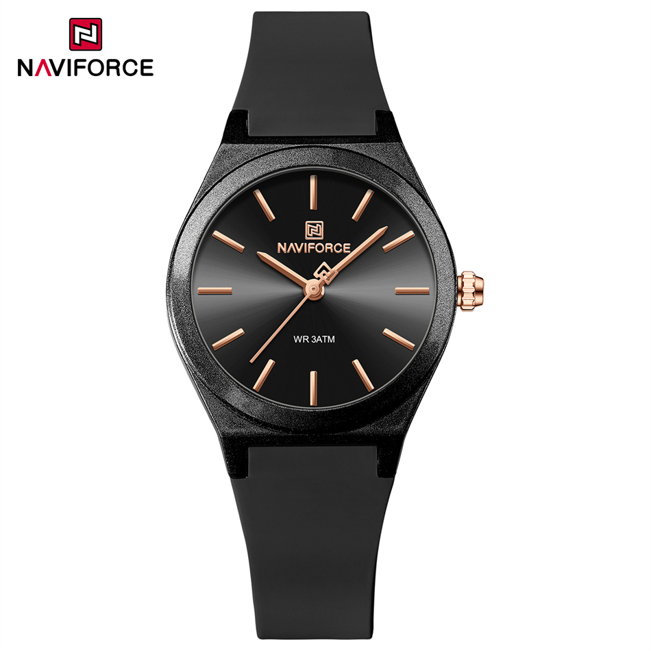 NAVIFORCE 2025 Vrouwen Mode Horloges Quartz Horloge Sport Siliconen Band Dames Horloges Eenvoudige Klok relogios feminino: Coffee