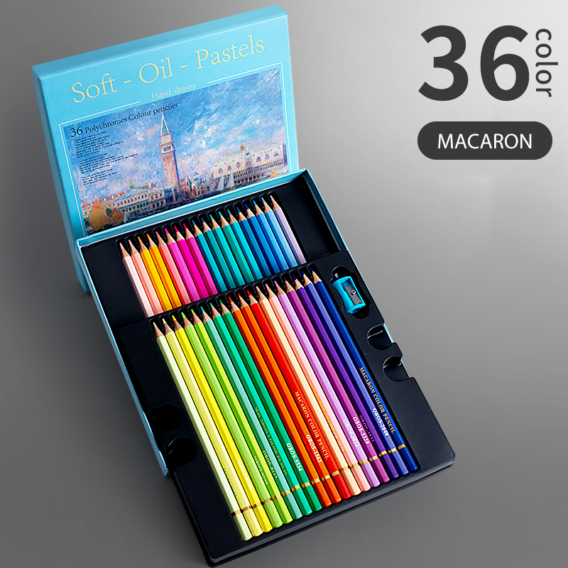 Juego de lápices de colores aceitosos profesionales, caja de cables de colores surtidos para dibujar artistas de pintura, útiles escolares para estudiantes, 24/36/48: Morado