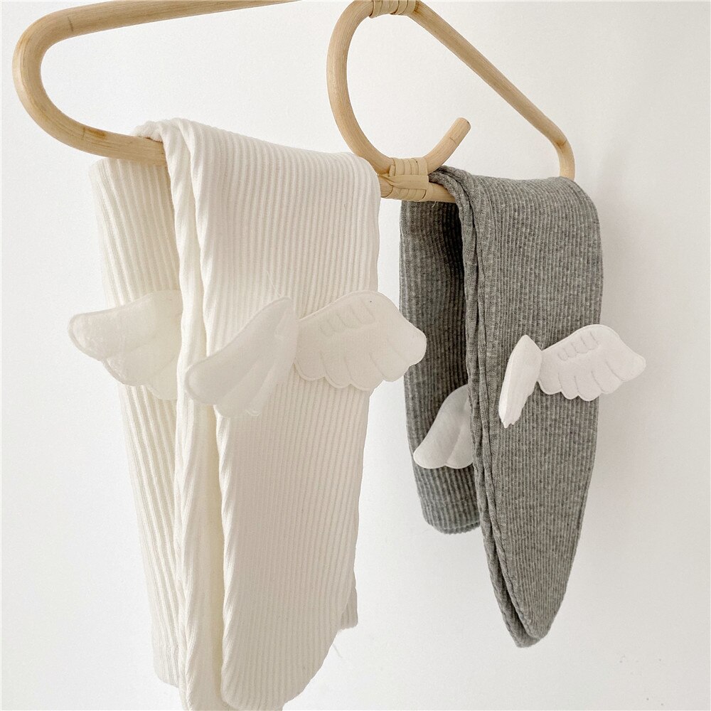 Collant in cotone per ragazze carino ali d'angelo collant bambini autunno inverno traspirante collant per bambina calze bianche per bambini
