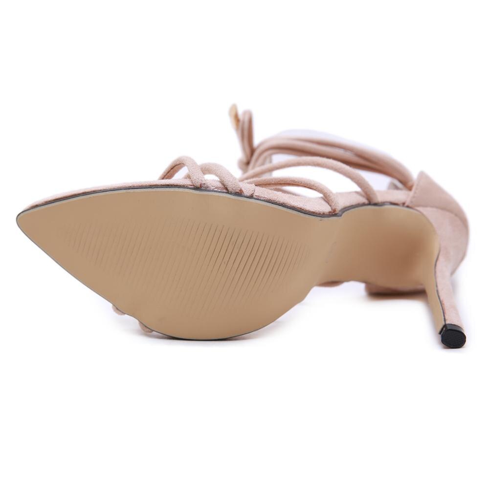 Neon Green Sandals Summer Women's Sandals Open Toe Cross-tie High Heels 11.5CM Women Shoes Ladies Sandals Zapatos Mujer