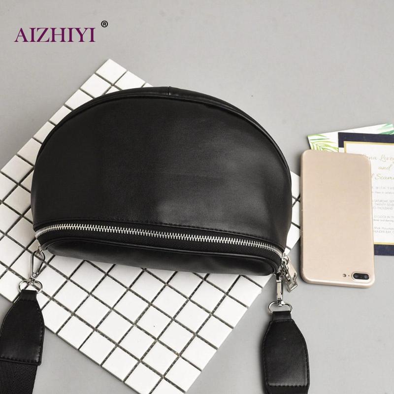 Black Chest Bag Women PU Leather Waist Pack Casual Adjustable Belt Shoulder Solid Zipper Crossbody Bag for Girls Female
