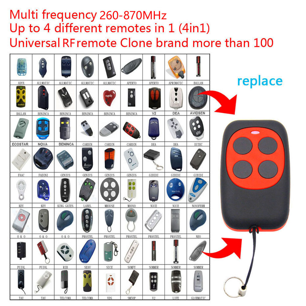 Universal gate garage door remote control 315 330 433 868 mhz duplicator fixed code rolling code remote control
