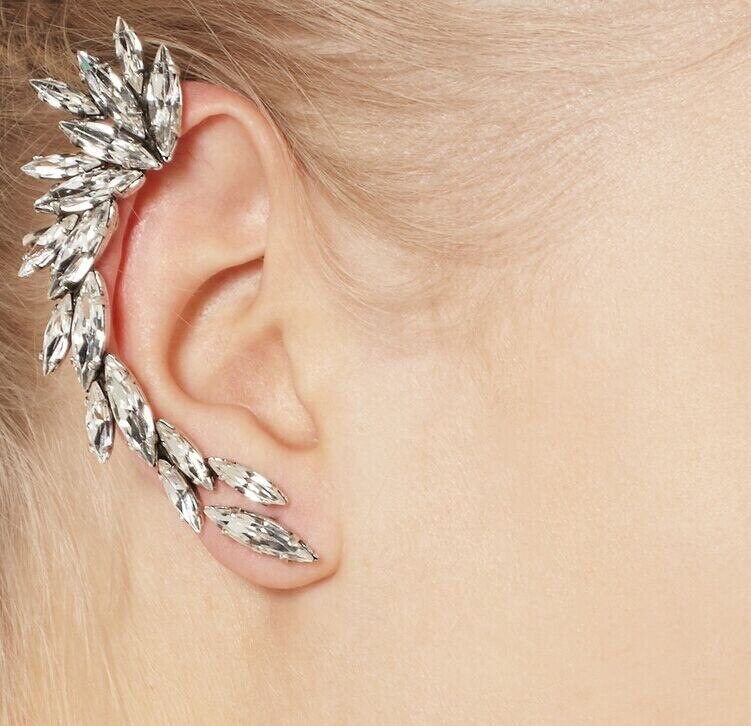 Vintage Punk Gothic Crystal Rhinestone Ear Cuff Wrap Stud Clip Earrings 2E001
