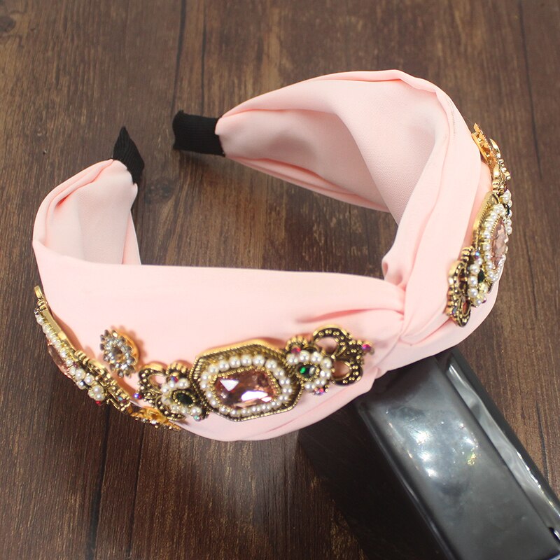 Eleganckie nowe modne akcesoria do włosów szeroki boczny pałąk Mix kryształowy barokowy Hairband Center Cross nakrycia głowy dla kobiet wesele: pretty