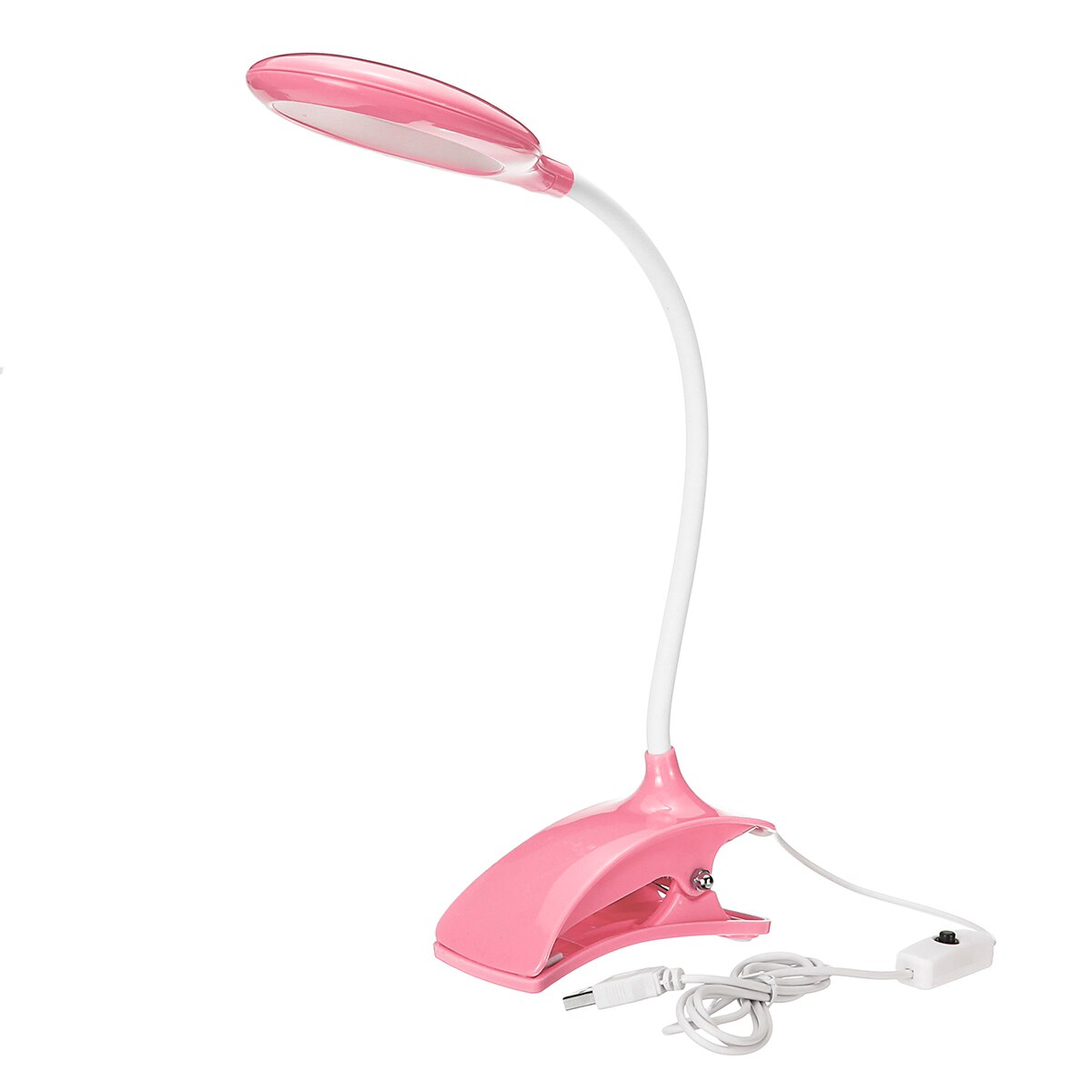 2-IN-1 USB Oplaadbare Led Bureaulamp Flexibele Zwanenhals Touch Tafellamp Clip On Lamp Wit Blauw roze Voor Boek Bed en Computer: Pink