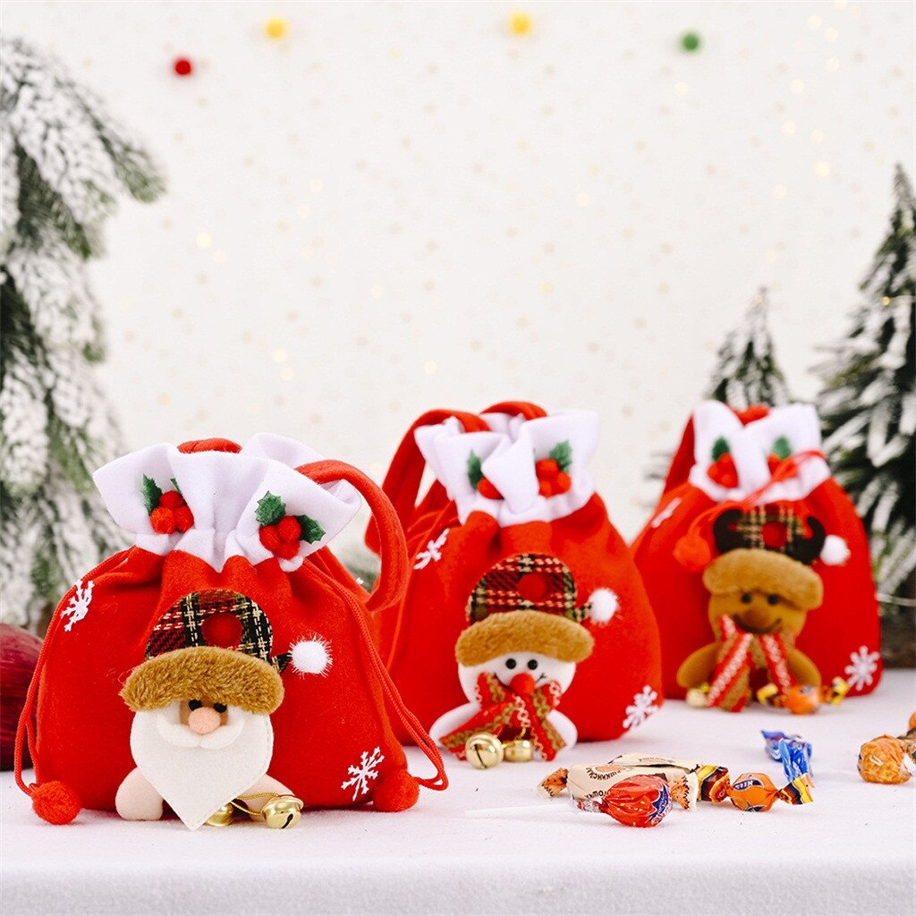 Christmas Candy Bag EcoFriendly Canvas Bags Santa Deer Elk Ride Year Nevidad Best For Kids Event Party Decor