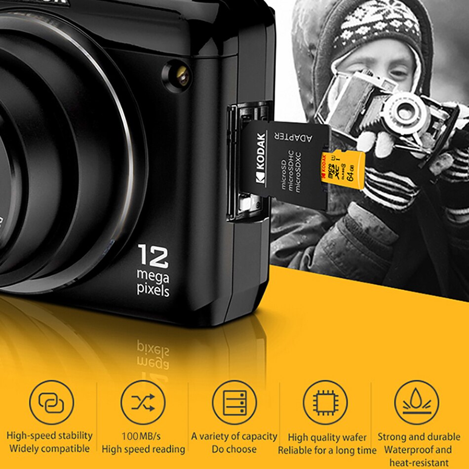 Kodak – carte mémoire micro sd, 100 mo/s, 128 go/32 go/64 go, Ultra TF, classe 10, V30, U3, pour appareil photo et téléphone macbook
