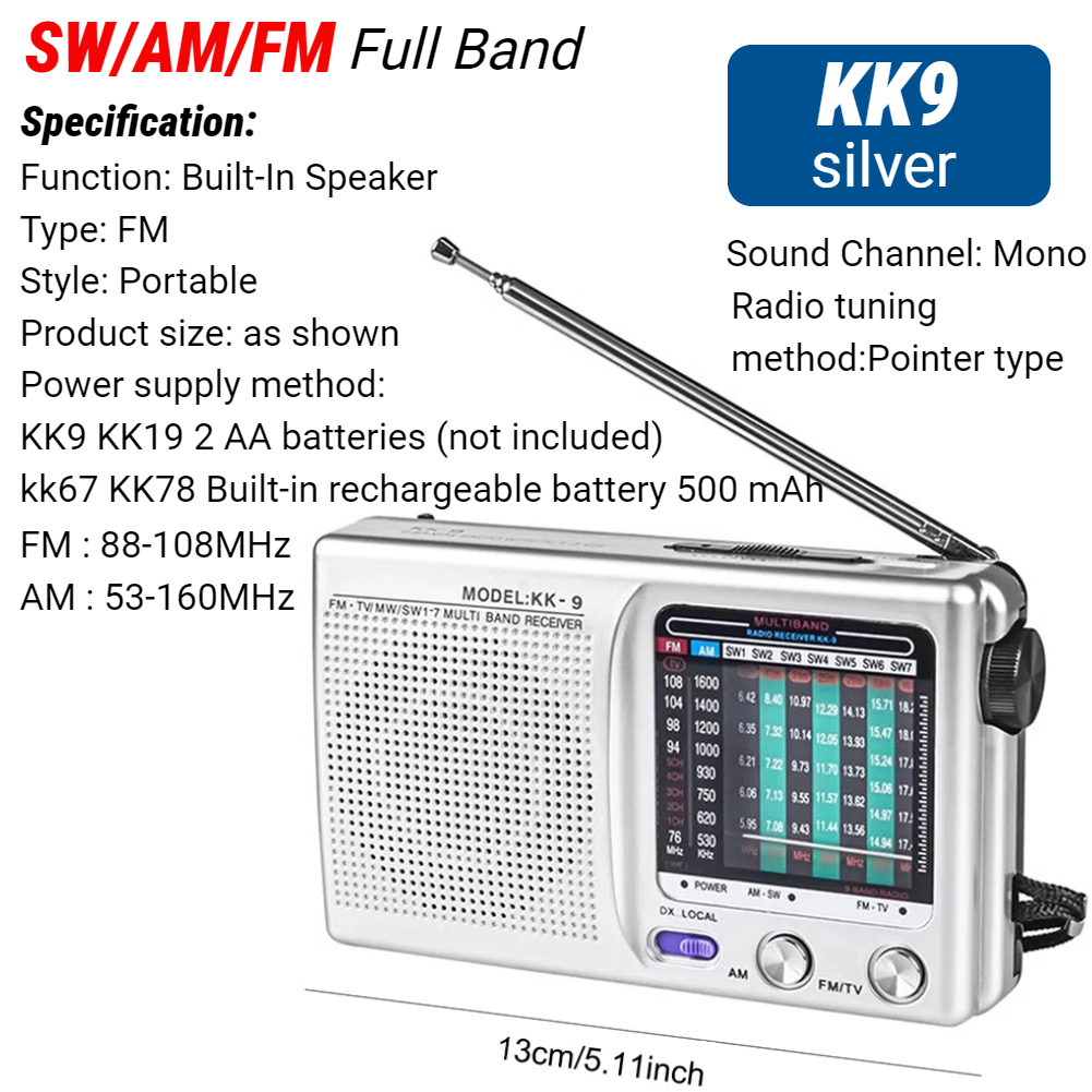 Mini Radio portátil con altavoz incorporado, receptor mundial Retro, Radio de bolsillo con batería, antena telescópica AM/FM para interior del hogar