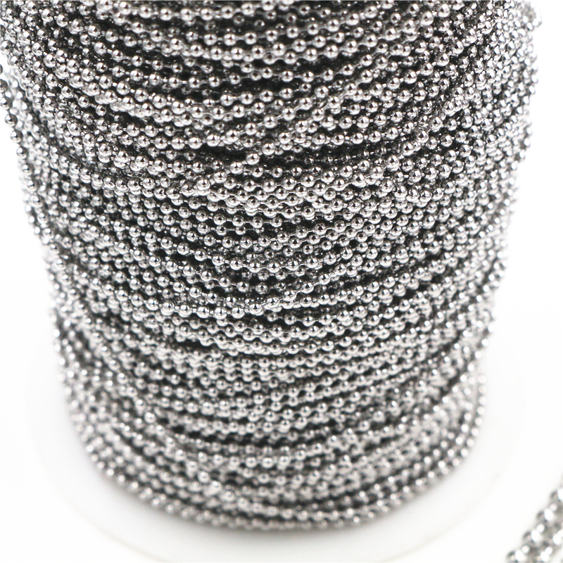 5 metros/lote 1,5/2,0/2,4/3,0mm bolas de cuentas de acero inoxidable cadenas de bolas a granel para collares para manualidades accesorios de joyería