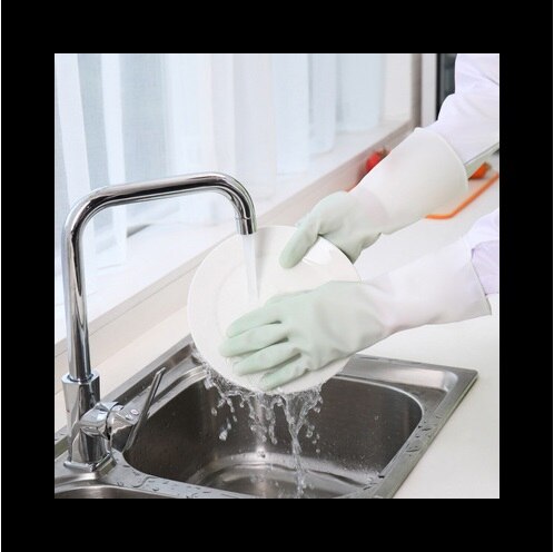 Beständig Fett Lösungsmittel Nicht-slip Küche Dish Waschen Haushalt Reinigung Scratch Beständig Handschuhe: transparent green / S