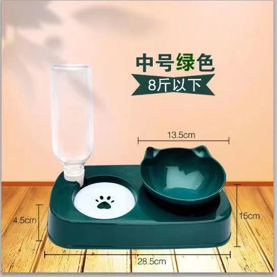2-In-1 Kat Kom Water Dispenser Automatische Water Opslag Hond Kattenvoer Kom Voedsel Container Met water Huisdier Leuke Waterer Feeder: Light Grey