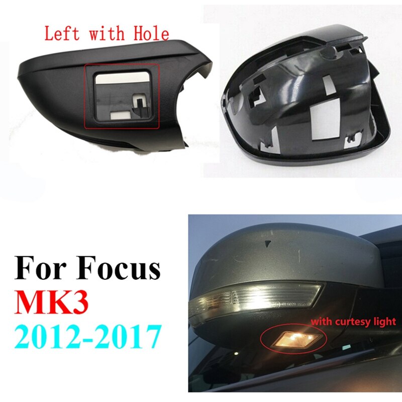 Car Rear View Mirror Housing Frame Trim with Puddle Lamp Hole for Ford Focus MK3 MK2 Mondeo MK4: Default Title