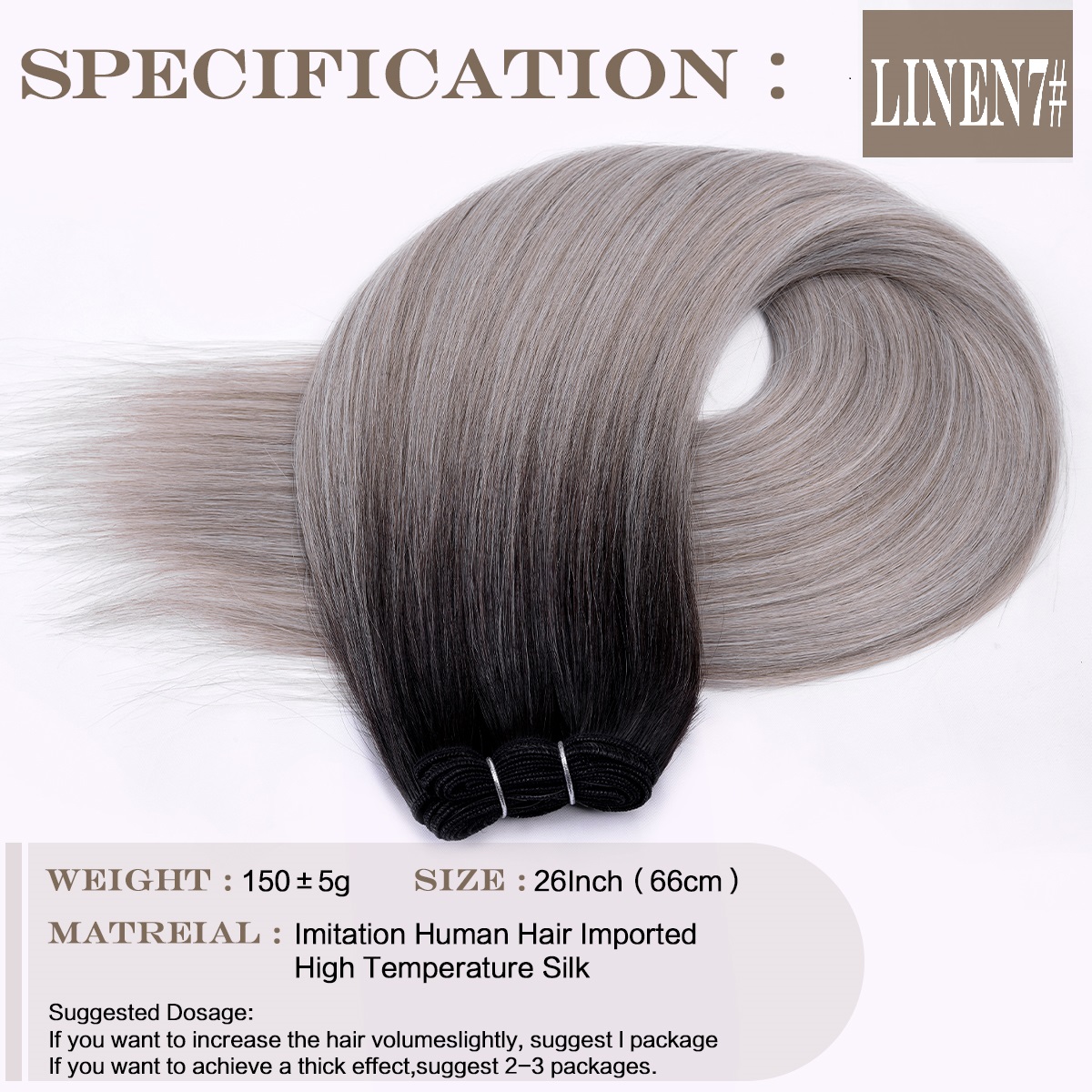 Mechones de pelo ondulado sintético de 26 pulgadas, extensiones de cabello largo Natural de 150g, tejido de pelo liso Yaki para mujeres falsas: 1B/30HL