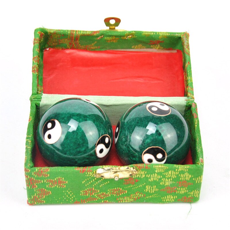 Bola de Baoding azul para ejercicio diario, Bola de Mano china para alivio del estrés, masajeador de terapia, bolas de Fitness para fuerza de mano de 47mm: Green Taiji
