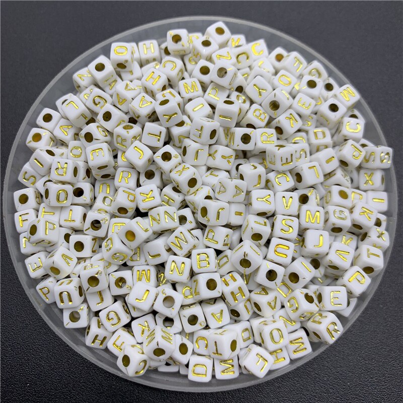 100 teile/los 5mm Acryl Abstandshalter Perlen knapp Perlen Platz Alphabet Perlen Für Schmuck Machen DIY Handgemachte Accessoires: 01