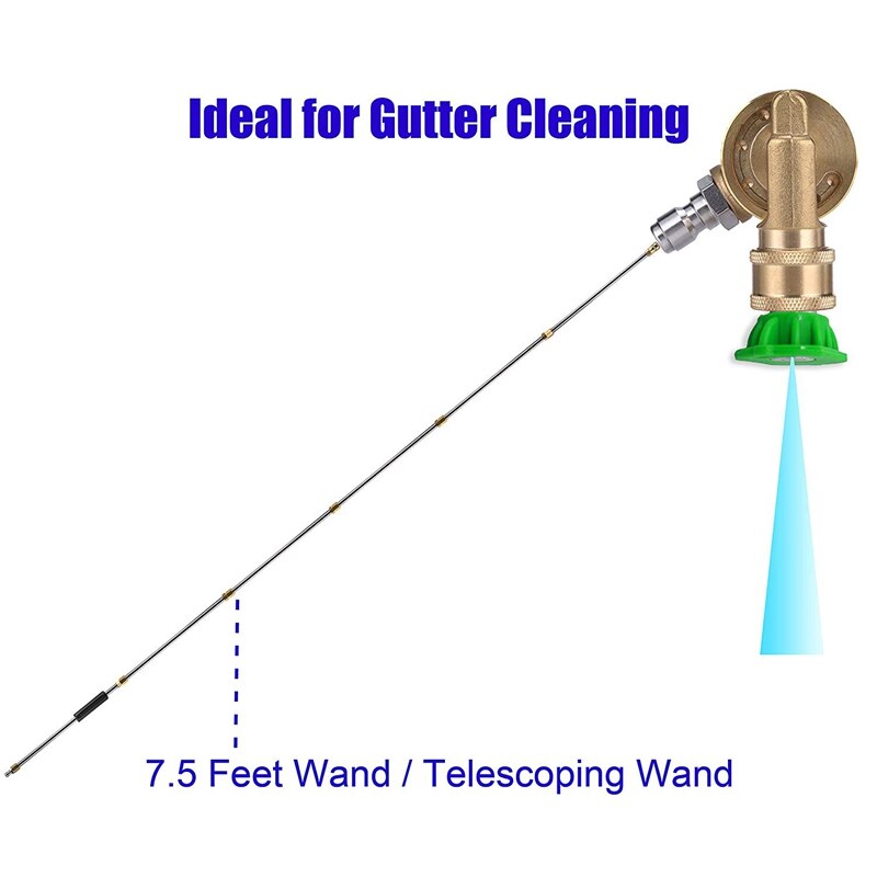 Pivoting Coupler for Pressure Washer Nozzle, Gutter Cleaner Attachment for Gutter Cleaning, 240 Degree, 4500 Psi, 1/4 Inch Quick
