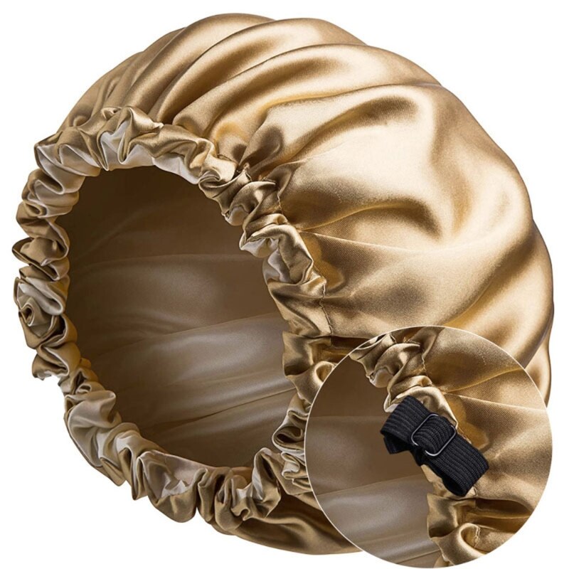 Satin Bonnet Sleep Cap Extra Large Double Layer Reversible Adjustable Night Sleeping Turban Hat Hair Wrap Head Cover: F