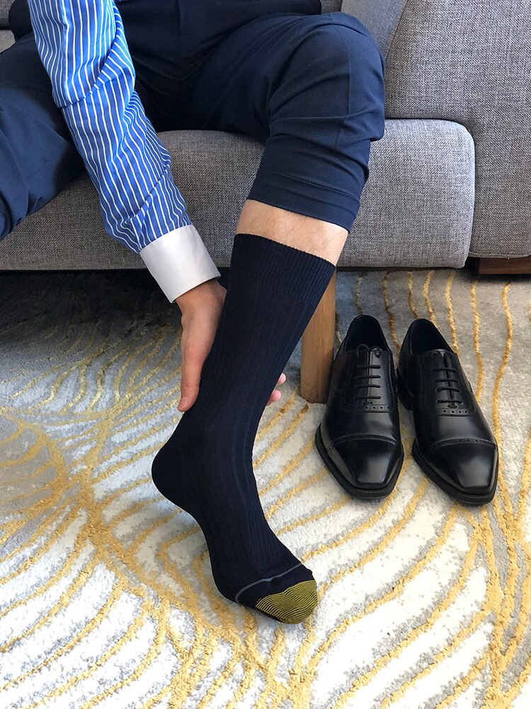 Calcetines para hombre traje de hombre formal negro calcetines de negocios para hombre Sexy Caballero traje vestido calcetines transpirables calcetines de algodón para hombre