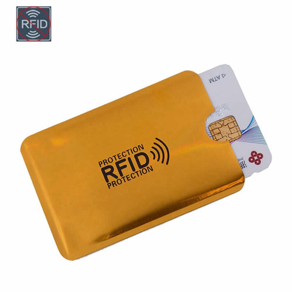 5 Pièces Anti Rfid NFC Blocage De Portefeuille Lecteur Serrure de Porte Carte Bancaire Id Porte-Cartes De Banque Protection Porte Carte De Crédit En Métal En Aluminium: gold