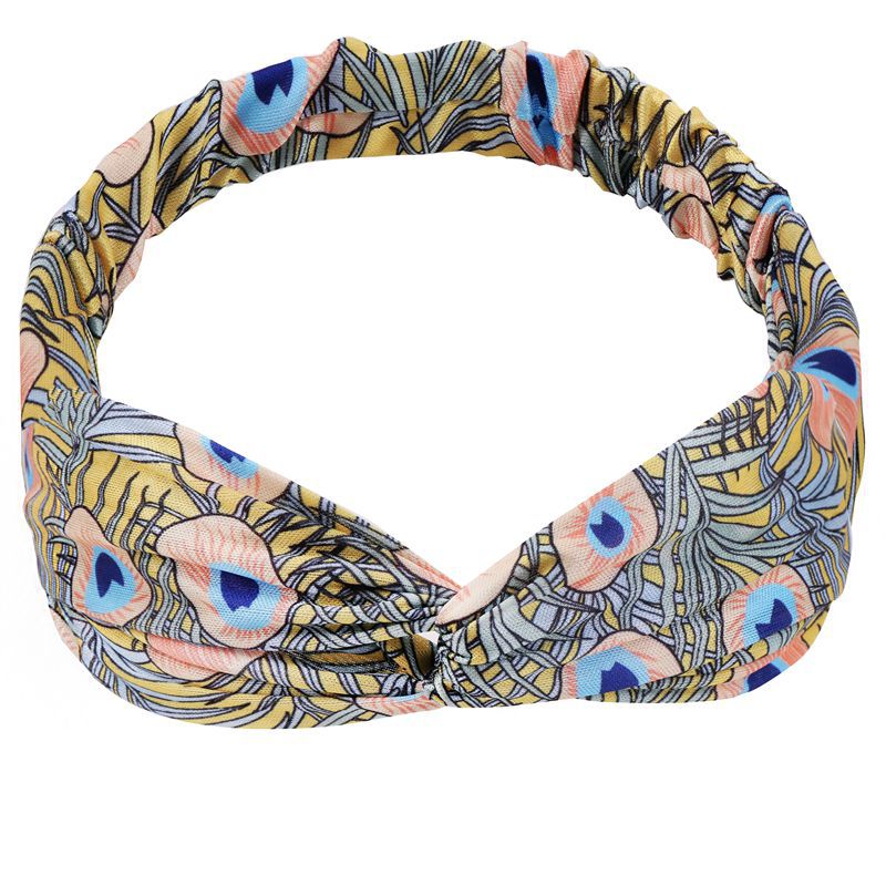 Haarbänder mit pfauenmuster, elastische haarbänder mit kreuzknoten, schnelltrocknend, sport-schweißband, weiches wildleder-bandana, haaraccessoires: Q7