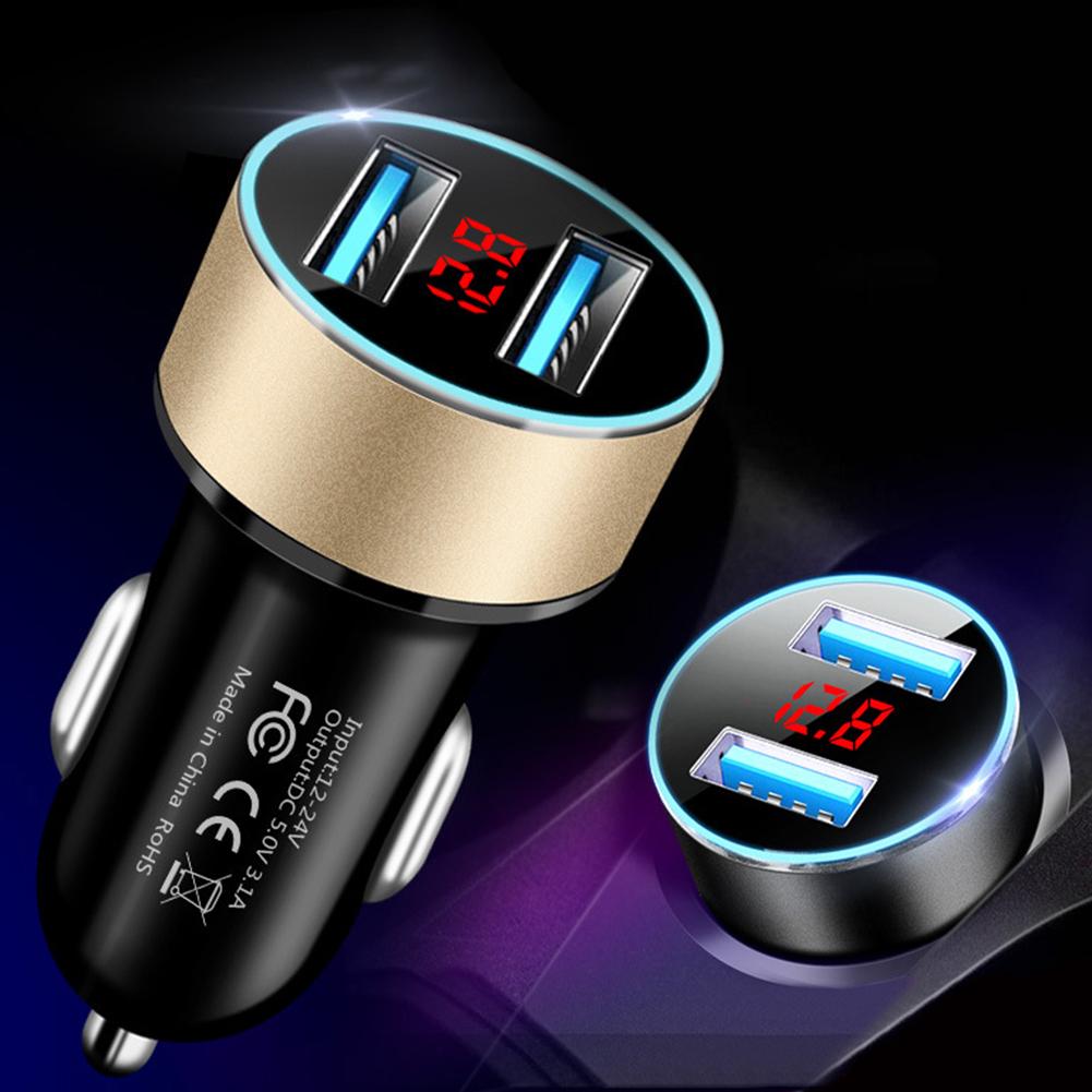 3.1a dubbla usb-portar lcd-skärm qucik bil bil mobiltelefon snabbport usb snabbladdare adapter