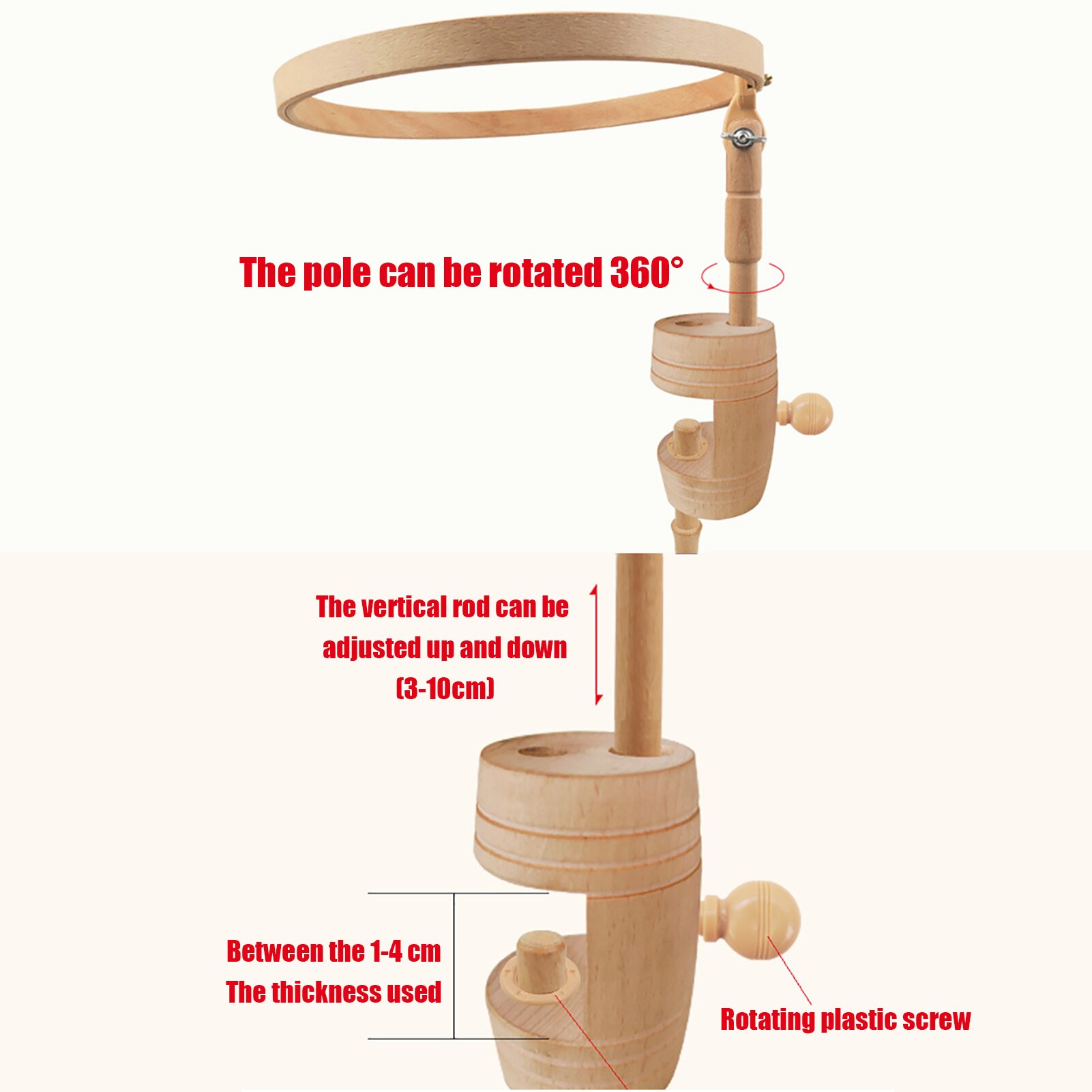Wooden Embroidery Stand 360 Rotating Adjustable Desktop Stand Cross Stitch Rack Frames Embroidery Hoop Wood Cross Stitch Rack