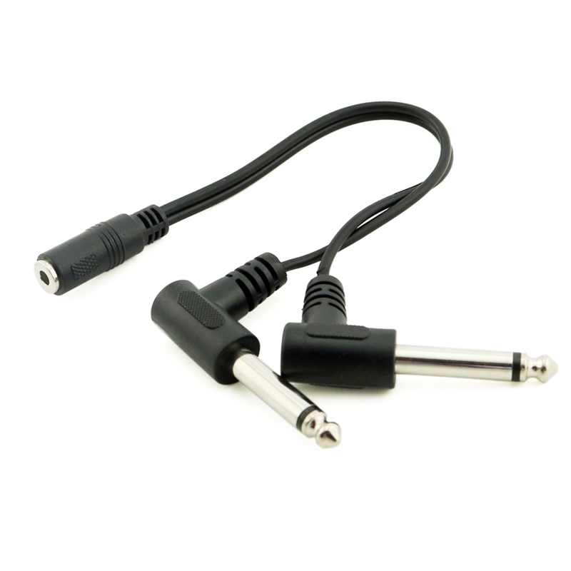 3.5 Mm Mini 1/8 Inch Trs Stereo Vrouwelijke Jack Naar Dual 1/4 6.35 Mm Mannelijke Plug Mono Ts Haakse audio Adapter Y Splitter Kabel