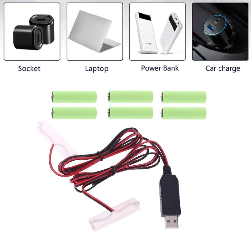 Usb Powered Omzetten Naar 6V Dual Aa Aaa Batterij Eliminator Kan Vervangen 4 Stuks 1.5V LR6 Aa LR03 aaa Batterij Eliminatie Kabel Lijn