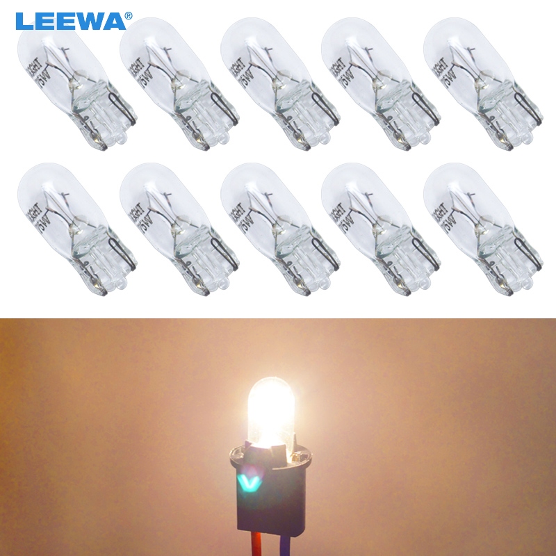 LEEWA 10 stks Warm Wit Auto T10 168 192 Wedge 12 v 5 w Halogeenlamp Externe Halogeenlamp Vervanging dashboard Lamp Licht # CA2109