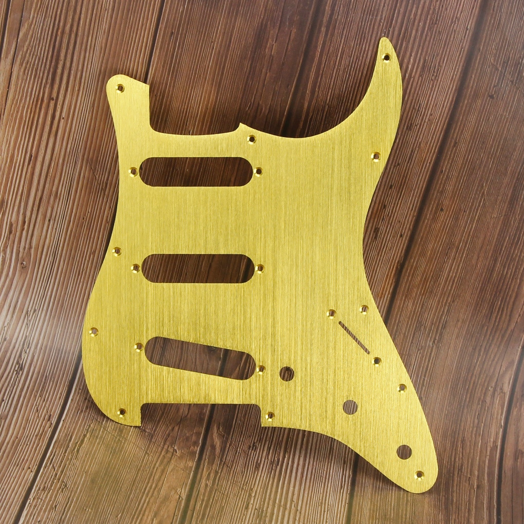 FLEOR Gold Metal Anodized Pickguard 11 Hole ST Electric Guitar Pickguard Scratch Plate SSS with Screws