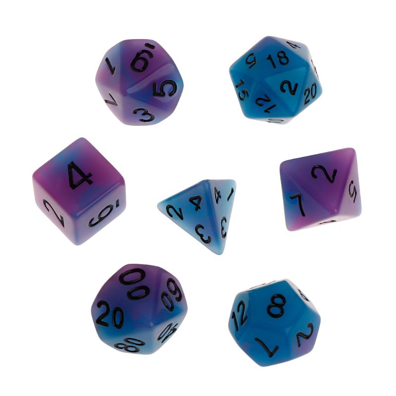 7 Stks/set Lichtgevende Polyhedral Zijdige Dobbelstenen D4 D6 D8 D10 D12 D20 Voor Rpg Poly Game