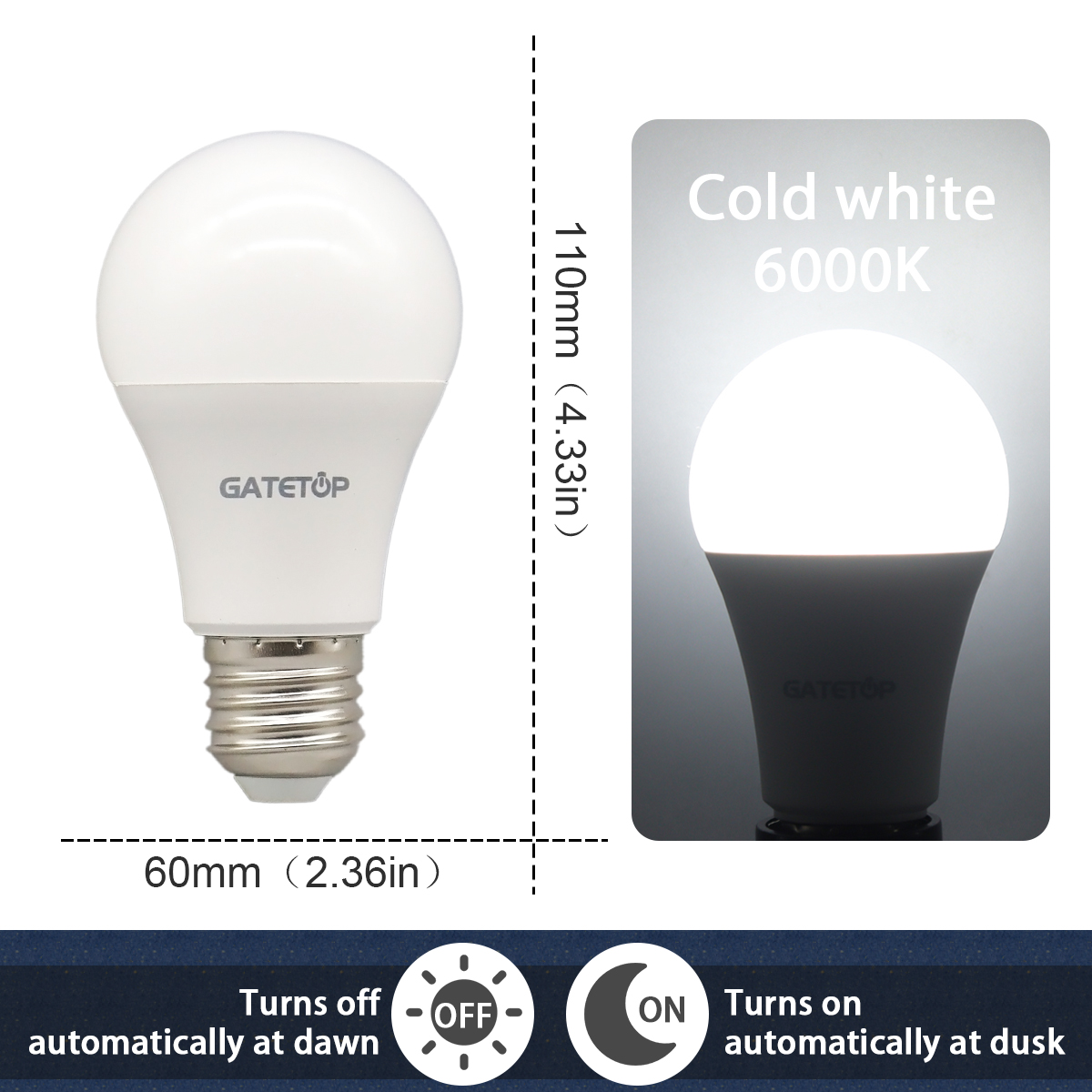 1 Stück LED-Lampe, Lichtsensor-Kontrollbirne, AC 220 V, 110 V, 10 W, E27, B22, Dämmerung bis Morgendämmerung, Glühbirne für Höhle Eingang der unterirdischen Garage: Grün