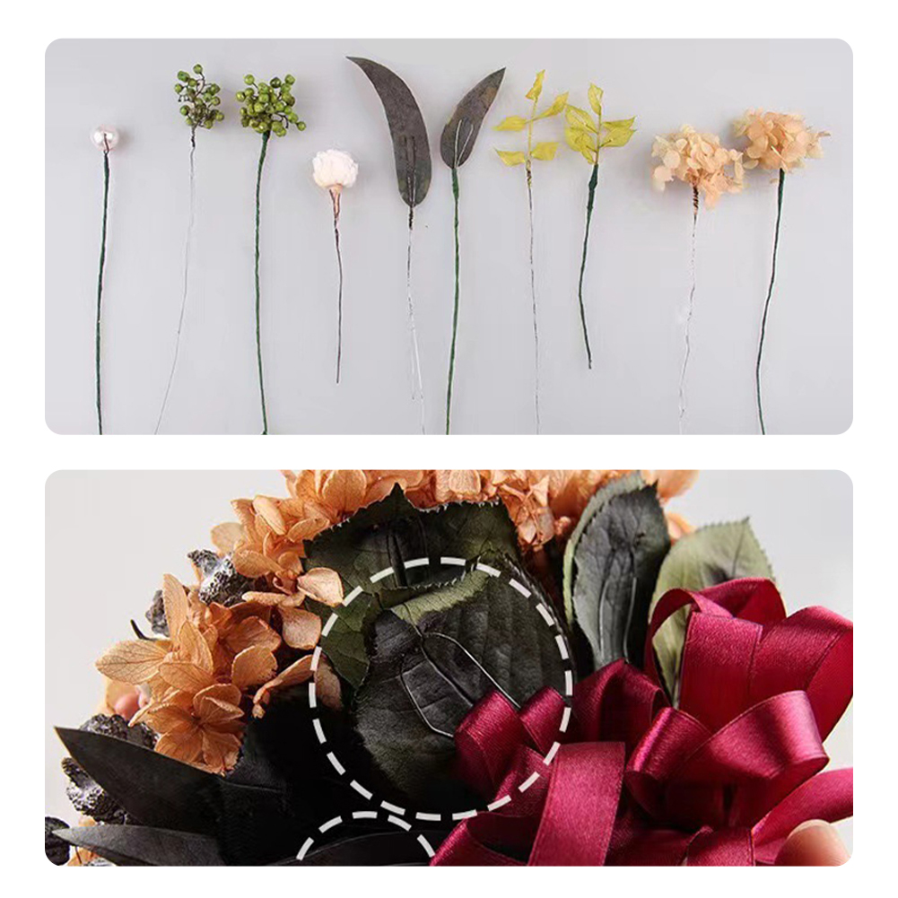 100 Uds. Accesorios para ramo Artificial, tallos de alambre Floral, fabricación de coronas, manualidades de flores, alambre de hierro, pegamento, poste de flores envuelto