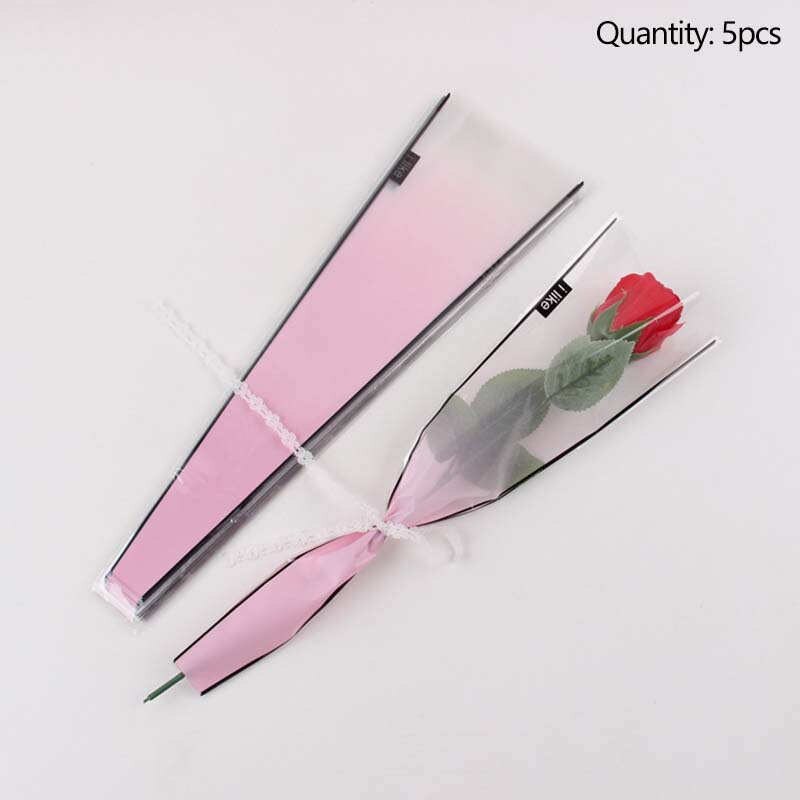 5 stk rose blomst innpakning plast papir enkelt blomster cellofan posere valentine & #39 ;s dag blomsterhandler pakking bryllup bukett rekvisita: 5