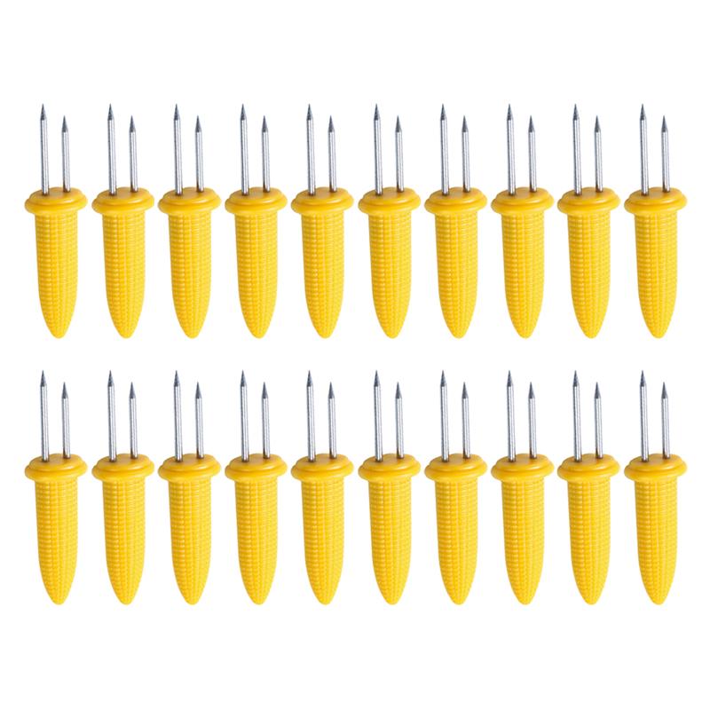 12pcs Corn Forks Corn On Cob Skewers Stainless Steel Food Forks Sweetcorn BBQ Fork Kitchen Tool Fruit Holder Barbecue Supplies: 20pcs